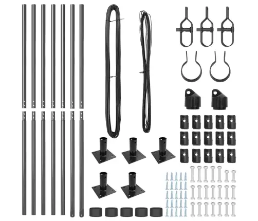 Žogu Stabu Komplekts 7 Pcs Pelēka Ø32Mm 160 Cm Tērauds Vidaxl
