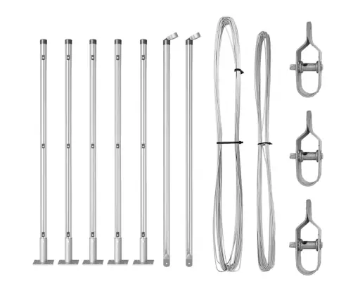 Žogu Stabu Komplekts 7 Pcs Sudraba Ø32Mm 160 Cm Cinkots Tērauds Vidaxl