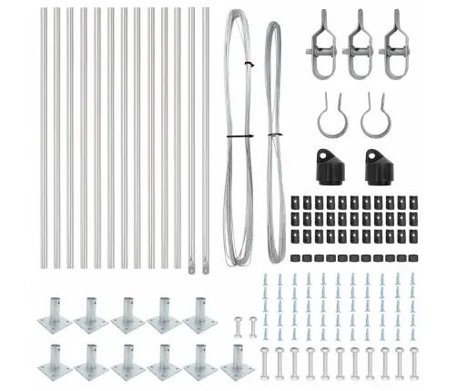 Žogu Stabu Komplekts 13 Pcs Sudraba Ø32Mm 160 Cm Vidaxl