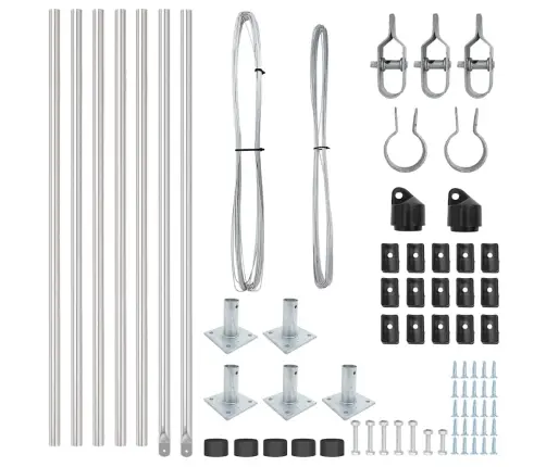 Žogu Stabi Komplekts 7 Pcs Sudraba Ø32Mm 160 Cm Cinkots Tērauds Vidaxl