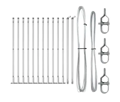Žogu Stabu Komplekts 13 Pcs Sudraba Ø32Mm 160 Cm Vidaxl