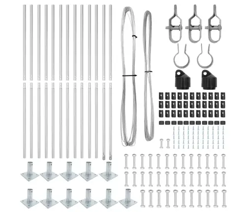 Žogu Stabu Komplekts 13 Pcs Sudraba Ø32Mm 160 Cm Vidaxl