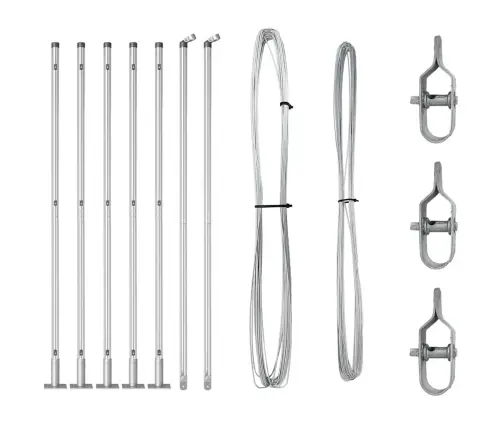 Žogu Stabu Komplekts 7 Pcs Sudraba Ø32Mm 160 Cm Cinkots Tērauds Vidaxl