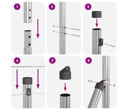 Žogu Stabu Komplekts 7 Pcs Sudraba Ø32Mm 160 Cm Cinkots Tērauds Vidaxl