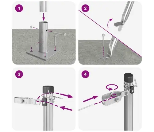 Žogu Stabu Komplekts 7 Pcs Sudraba Ø32Mm 160 Cm Cinkots Tērauds Vidaxl