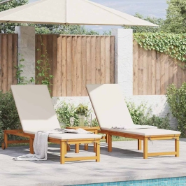 Saulės Gultas 2-Asmuo 2 Pcs Ruda 53 X 202 X 89Cm