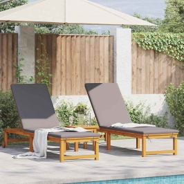 Sauļošanās Krēsls Ar Spilvenu 2 Pcs Brūna 53 X 202 X 89Cm Vidaxl