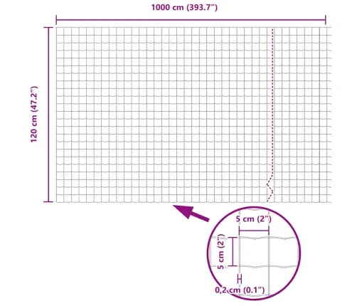 Eiro Žogs 1.2X10 M Cinkots Tērauds Vidaxl
