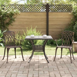 Dārza Galdu Komplekts 3 Pcs Bronzas Krāsa 80 X 80 X 75 Cm Vidaxl