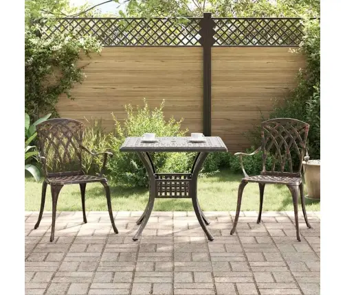 Dārza Galdu Komplekts 3 Pcs Bronzas Krāsa 80 X 80 X 75 Cm Vidaxl