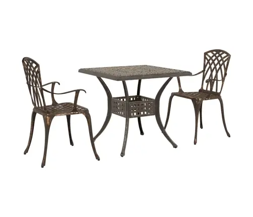 Dārza Galdu Komplekts 3 Pcs Bronzas Krāsa 80 X 80 X 75 Cm Vidaxl