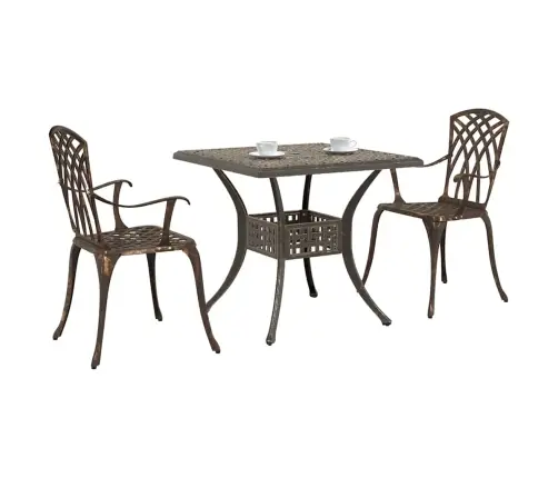 Dārza Galdu Komplekts 3 Pcs Bronzas Krāsa 80 X 80 X 75 Cm Vidaxl