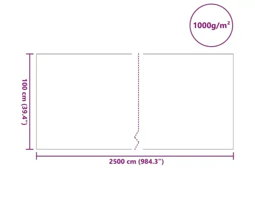 Dīķa Audums 1000 G/㎡ 1X25 M Vidaxl