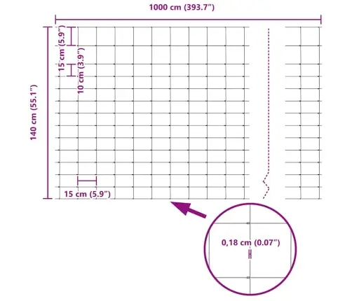 Lauka Žogs 1.4X10 M Cinkots Tērauds Vidaxl
