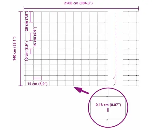 Lauka Sēta 1.4X25 M Aizzāģēts Tērauds Vidaxl