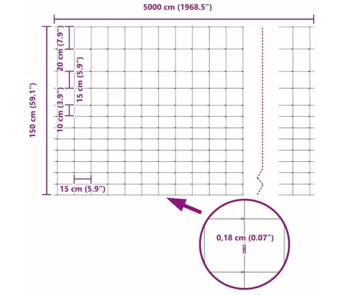 Lauku Žogs 1.5X50 M Cinkota Tērauda Vidaxl