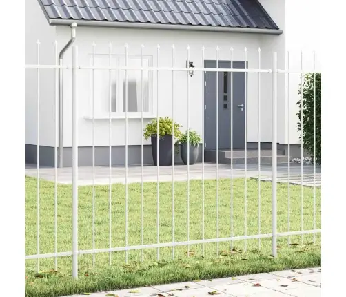 Dārza Žogs Ar Lancetēm, Balts, 1,7X1,5 M, Tērauds Vidaxl