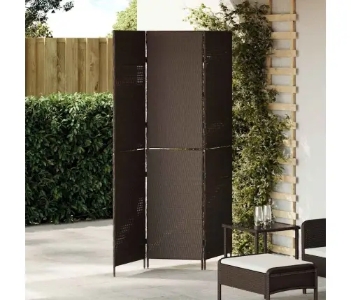 Istabas Dalītājs 3 Paneļi Salokāms Brūns 146X180 Cm Polirattan Vidaxl
