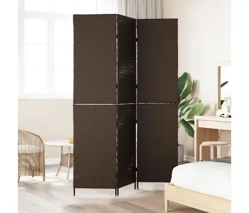 Istabas Dalītājs 3 Paneļi Salokāms Brūns 146X180 Cm Polirattan Vidaxl