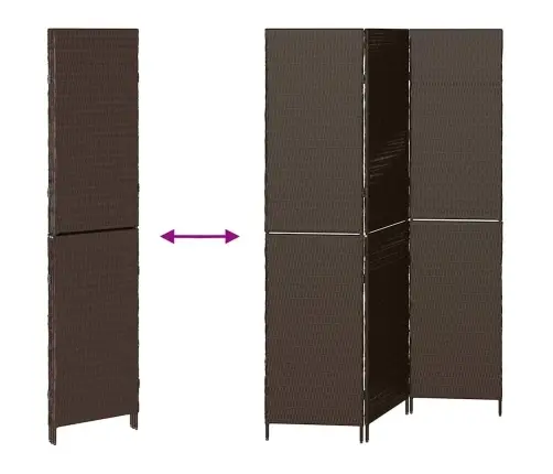 Istabas Dalītājs 3 Paneļi Salokāms Brūns 146X180 Cm Polirattan Vidaxl