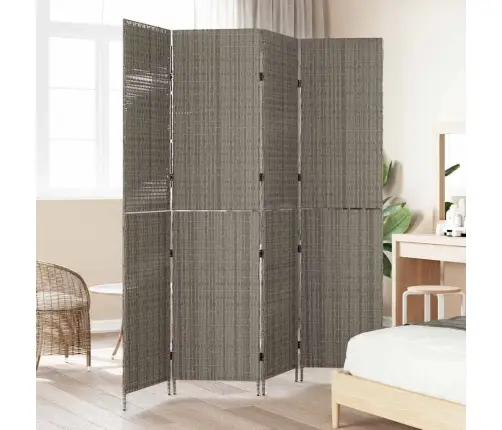 Telts Dalītājs 4 Paneļi Salokāms Pelēks 195X180 Cm Poliestera Rattan Vidaxl