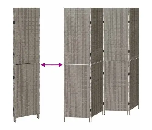 Telts Dalītājs 4 Paneļi Salokāms Pelēks 195X180 Cm Poliestera Rattan Vidaxl