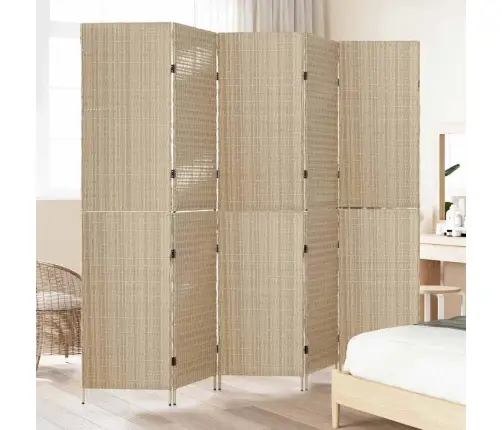 Istabas Starpsiena 5 Paneļi Salokāma Bēša 245X180 Cm Poliratanā Vidaxl