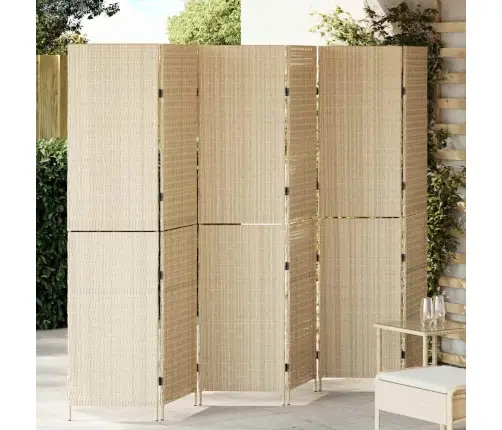 Telts Starpsienas 6 Paneļi Salokāma Bēša 294X180 Cm Polirātns Vidaxl