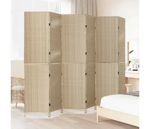 Telts Starpsienas 6 Paneļi Salokāma Bēša 294X180 Cm Polirātns Vidaxl