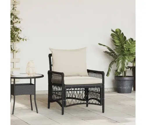 Dārza Krēsls Ar Spilveniem Melns 60X70X78 Cm Poliratan Vidaxl