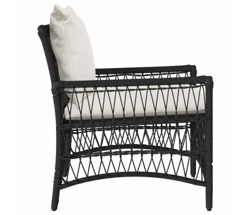 Dārza Krēsls Ar Spilveniem Melns 60X70X78 Cm Poliratan Vidaxl