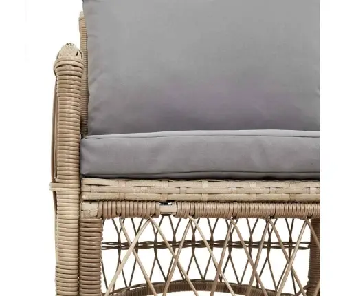 Dārza Krēsls Ar Spilveniem Bēšā Krāsā 60X70X78 Cm No Rotangpalmas Vidaxl