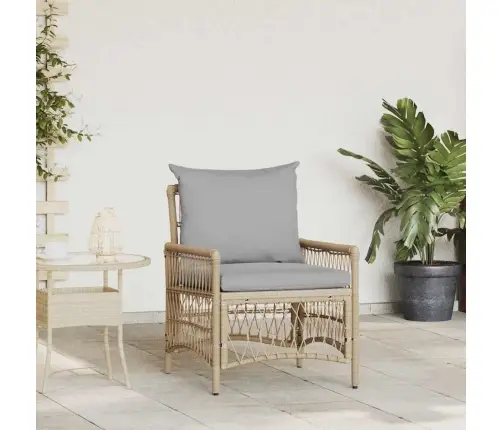 Dārza Krēsls Ar Spilveniem Bēšā Krāsā 60X70X78 Cm No Rotangpalmas Vidaxl
