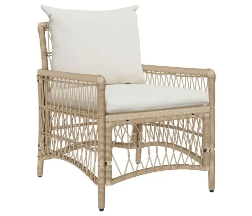 Dārza Krēsls Ar Spilveniem Bēšā Krāsā 60X70X78 Cm No Polyratan Vidaxl