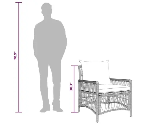 Dārza Krēsls Ar Spilveniem Bēšā Krāsā 60X70X78 Cm No Polyratan Vidaxl