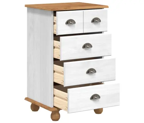 Atvilktņu Skapis 'Askim'balts 45.8X40X79 Cm Cieta Koksne Priežu Vidaxl