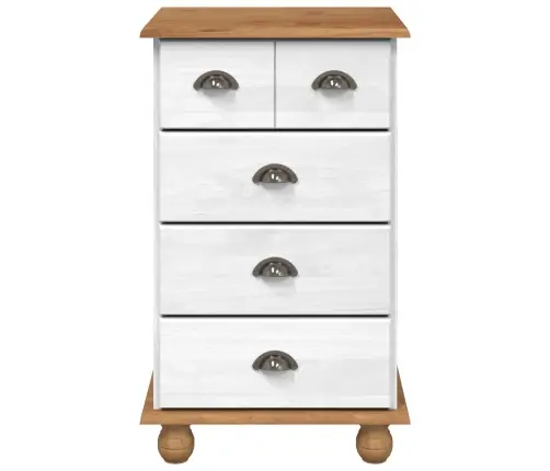 Atvilktņu Skapis 'Askim'balts 45.8X40X79 Cm Cieta Koksne Priežu Vidaxl