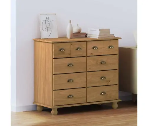 Atvilktņu Skapītis 'Askim'medus Brūns 91X40X79 Cm Cieta Koka Priede Vidaxl