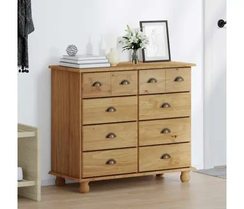 Atvilktņu Skapītis 'Askim'medus Brūns 91X40X79 Cm Cieta Koka Priede Vidaxl