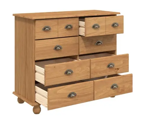 Atvilktņu Skapītis 'Askim'medus Brūns 91X40X79 Cm Cieta Koka Priede Vidaxl