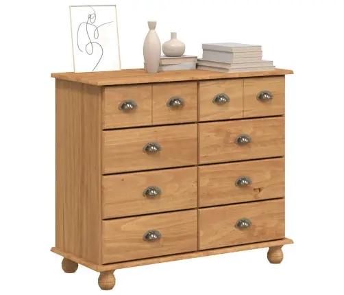 Atvilktņu Skapītis 'Askim'medus Brūns 91X40X79 Cm Cieta Koka Priede Vidaxl