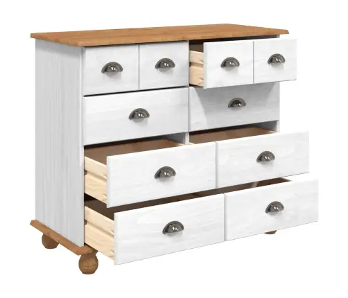 Atvilktņu Skapis 'Askim'balts 91X40X79 Cm Cietā Koka Priedes Vidaxl