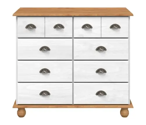 Atvilktņu Skapis 'Askim'balts 91X40X79 Cm Cietā Koka Priedes Vidaxl