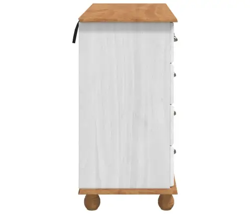 Atvilktņu Skapis 'Askim'balts 91X40X79 Cm Cietā Koka Priedes Vidaxl