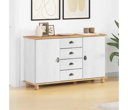 Sidebords 'Askim'balts 133.5X40X78.5 Cm Masīvkoks Priedes Vidaxl