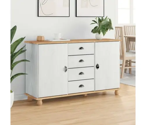 Sidebords 'Askim'balts 133.5X40X78.5 Cm Masīvkoks Priedes Vidaxl