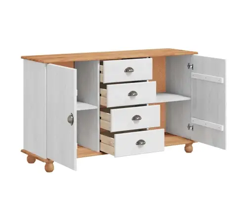 Sidebords 'Askim'balts 133.5X40X78.5 Cm Masīvkoks Priedes Vidaxl