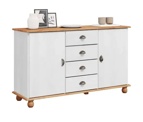 Sidebords 'Askim'balts 133.5X40X78.5 Cm Masīvkoks Priedes Vidaxl