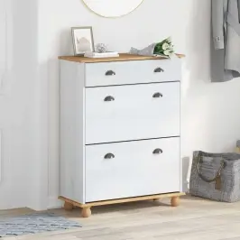 Apavu Skapis Askim Balts 85 X 35 X 108 Cm Ciets Priedes Koks Vidaxl