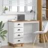 Stalas Su Stalčių Askim Balta 95 X 40 X 75 Cm Pušies Masyvas